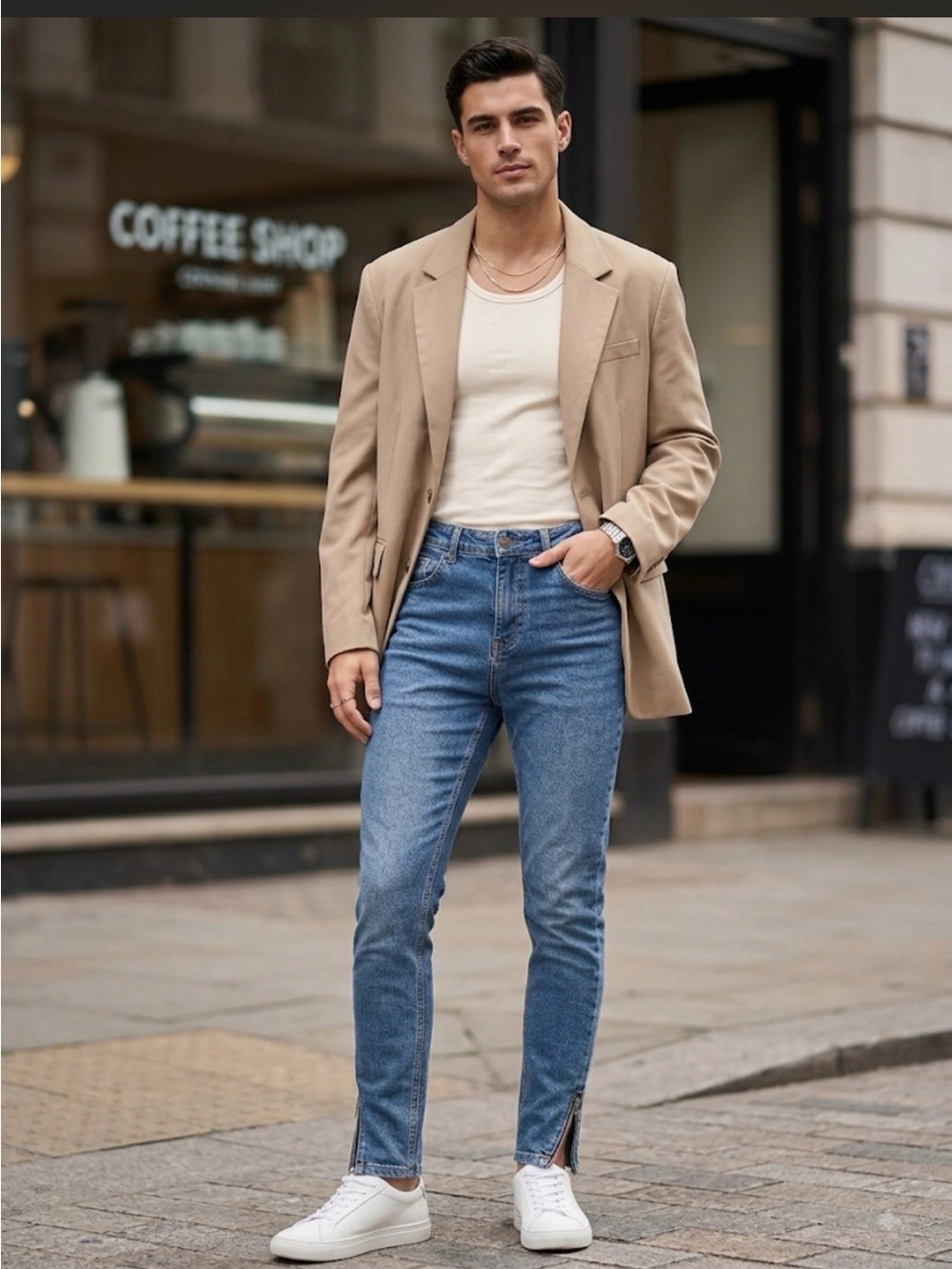 Zara Men's Slim Blue Jeans - Classic Casual Style